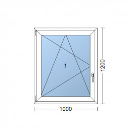 Ventana de plástico | 100x120 cm (1000x1200 mm) | blanco | apertura y plegado | izquierda