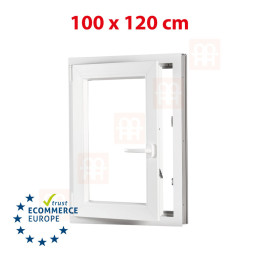Plastic window 100x120 cm (1000x1200 mm), tilt-and-turn left, white | TROCAL