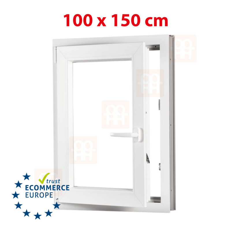 Okno plastikowe | 100x150 cm (1000x1500 mm) | białe | otwierane i uchylane | lewe