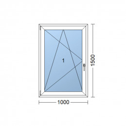Ventana de plástico | 100x150 cm (1000x1500 mm) | blanco | apertura y basculación | izquierda