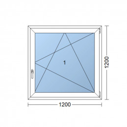 Ventana de plástico | 120 x 120 cm (1200 x 1200 mm) | blanco | apertura e inclinación | derecha