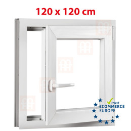 Plastic window 120x120 cm (1200x1200 mm), tilt-and-turn right, white | TROCAL