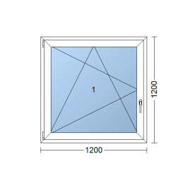 Plastic window 120x120 cm (1200x1200 mm), tilt-and-turn left, white | TROCAL