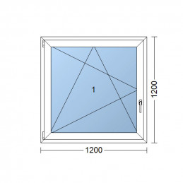 Ventana de plástico | 120x120 cm (1200x1200 mm) | blanco | apertura y basculación | izquierda