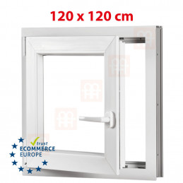 Plastové okno 120x120 cm, bílé, otevíravé i sklopné, levé, 6 komor