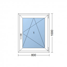 Janela plástica | 80 x 100 cm (800 x 1000 mm) | branca | abertura e inclinaçao | direita