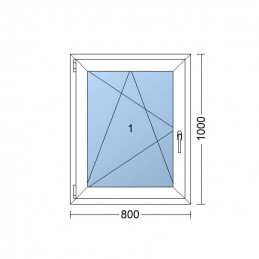Okno plastikowe | 80x100 cm (800x1000 mm) | białe | otwierane i uchylane | lewe