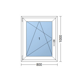 Plastic window 80x100 cm (800x1000 mm), tilt-and-turn left, white | TROCAL