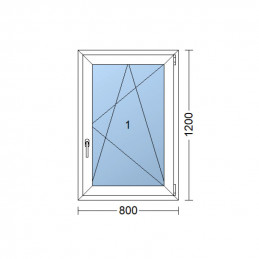 Okno z tworzywa sztucznego | 80 x 120 cm (800 x 1200 mm) | białe | otwierane i uchylane | prawe