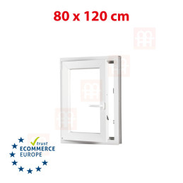 Plastic window 80x120 cm (800x1200 mm), tilt-and-turn left, white | TROCAL