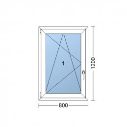 Janela de plástico | 80x120 cm (800x1200 mm) | branco | abertura e dobragem | esquerda