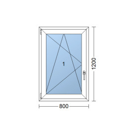 Plastic window 80x120 cm (800x1200 mm), tilt-and-turn left, white | TROCAL