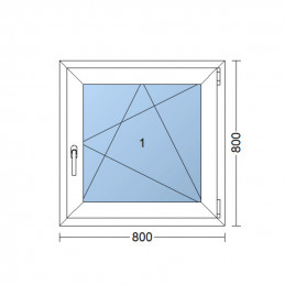 Ventana de plástico | 80 x 80 cm (800 x 800 mm) | blanca | apertura y basculación | derecha