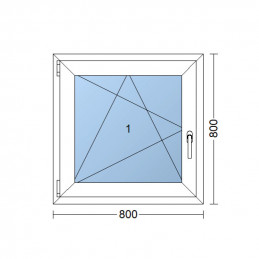 Ventana de plástico | 80x80 cm (800x800 mm)| blanco | apertura y plegado | izquierda