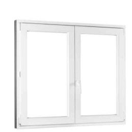 Double-leaf plastic window 180x150 cm (1800x1500 mm), right, white | TROCAL
