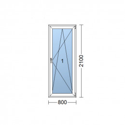 Puerta de plástico | 80x210 cm (800x2100 mm) | blanca | balcón | apertura y plegado | derecha