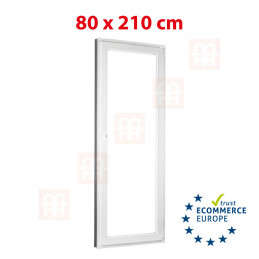 Drzwi z tworzywa sztucznego | 80x210 cm (800x2100 mm) | białe | balkonowe | otwierane i składane | prawe