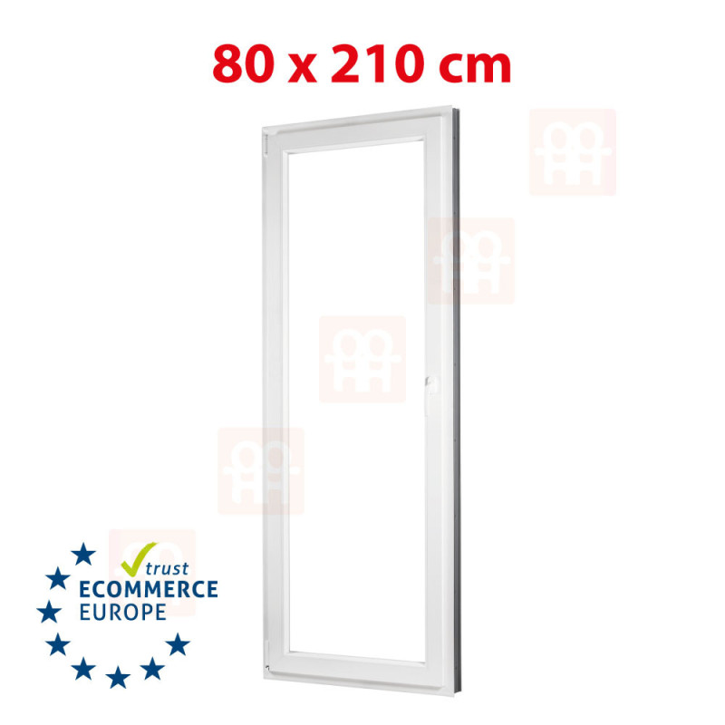 Porta in plastica | 80 x 210 cm (800 x 2100 mm) | bianco | balcone | apertura e chiusura a libro | sinistra