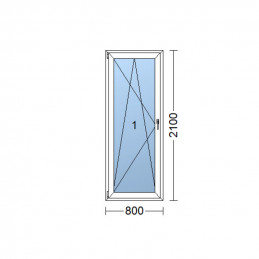 Puerta de plástico | 80 x 210 cm (800 x 2100 mm) | blanca | balcón | apertura y plegado | izquierda