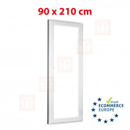 Plastic door | 90x210 cm (900x2100 mm) | white | balcony | opening and folding | right