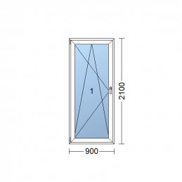 Puerta de plástico | 90 x 210 cm (900 x 2100 mm) | blanca | balcón | apertura y plegado | izquierda