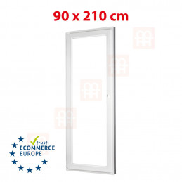 Plastic door | 90 x 210 cm (900 x 2100 mm) | white | balcony | opening and folding | left