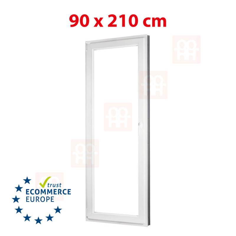 Drzwi z tworzywa sztucznego | 90 x 210 cm (900 x 2100 mm) | białe | balkonowe | otwierane i składane | lewe