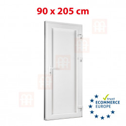 Plastic door | 90x205 cm (900x2050 mm) | white | solid | right