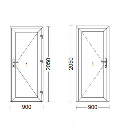 Puerta de plástico | 90x205 cm (900x2050 mm) | blanca | sólida | derecha