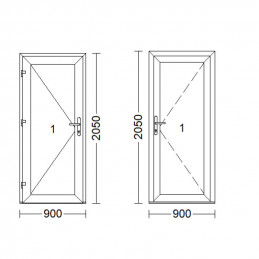 Puerta de plástico | 90 x 205 cm (900 x 2050 mm) | blanca | sólida | izquierda