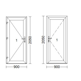 Puerta de plástico | 90 x 205 cm (900 x 2050 mm) | blanca | sólida | izquierda