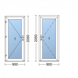 Puerta de plástico | 90 x 205 cm (900 x 2050 mm) | blanca | acristalada | izquierda
