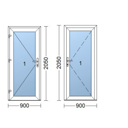 Puerta de plástico | 90 x 205 cm (900 x 2050 mm) | blanca | acristalada | izquierda