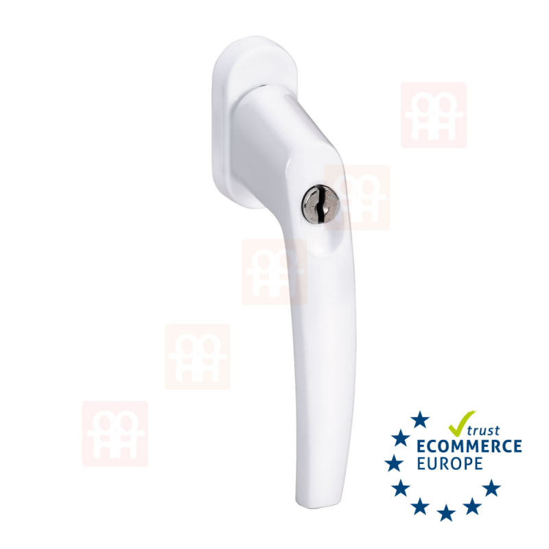 Maniglia di sicurezza con chiusura a chiave per finestre e portefinestre, bianco