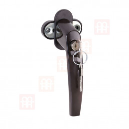 Security handle with key for windows and balcony doors brown