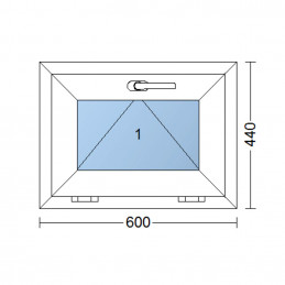 Ventana de plástico | 60x44 cm (600x440 mm) | blanco | inclinable