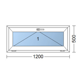 Plastic window 120x50 cm (1200x500 mm), tilt, white | TROCAL