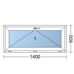 Plastic window 140x60 cm (1400x600 mm), tilt, white | TROCAL