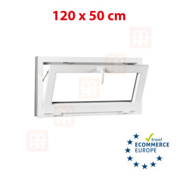 Plastic window 120x50 cm (1200x500 mm), tilt, white | TROCAL