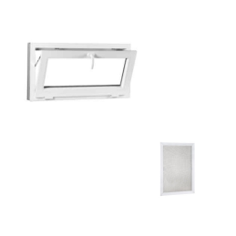Set fereastră din plastic 80x50 pliabilă, albă + plasă de țânțari din aluminiu