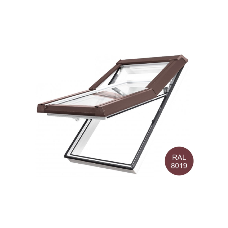 Dakraam kunststof | 78x98 cm (780x980 mm) | wit met bruine bekleding | SKYLIGHT