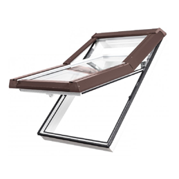 Okno dachowe z tworzywa sztucznego | 78x98 cm (780x980 mm) | biały z brązowym oblachowaniem | SKYLIGHT