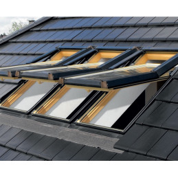 Ventana de techo de PVC | 78x98 cm (780x980 mm) | blanco con revestimiento gris | SKYLIGHT