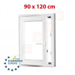 Plastic window | 90x120 cm (900x1200 mm) | white | opening and folding | left