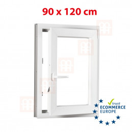 Plastic window | 90 x 120 cm (900 x 1200 mm) | white | opening and tilting | right