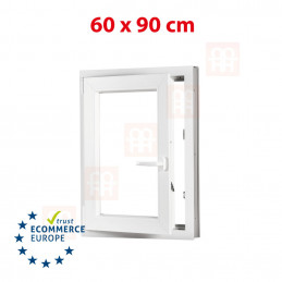 Plastic window | 60x90 cm (600x900 mm) | white | opening and tilting | left