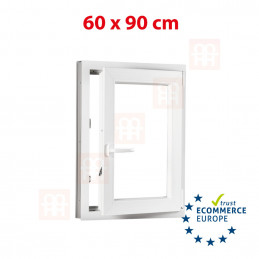 Plastic window | 60 x 90 cm (600 x 900 mm) | white | opening and tilting | right