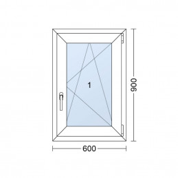 Ventana de plástico | 60 x 90 cm (600 x 900 mm) | blanca | apertura y basculación | derecha