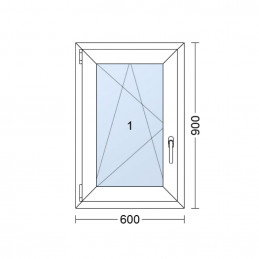 Janela de plástico | 60x90 cm (600x900 mm) | branco | abertura e dobrável | esquerda