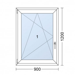 Janela de plástico | 90x120 cm (900x1200 mm) | branco | abertura e dobragem | esquerda